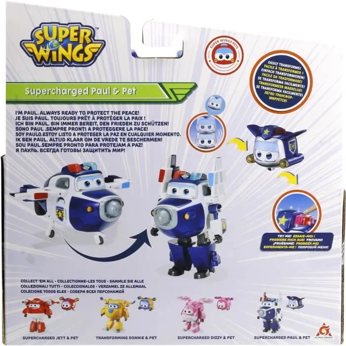 Figurine Transforming Paul Supercharge + Figurine Super Mini Paul - Super Wings - AUER - Jouet 3ans+-3