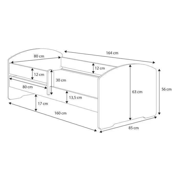 Lit enfant "autoo" avec barrière de protection et un matelas , taille 160x80-5