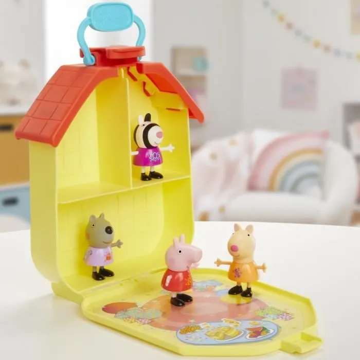 Peppa Pig, coffret La mallette de Peppa avec maison pliable, 4 figurines, jouets préscolaires, à partir de 3 ans-3