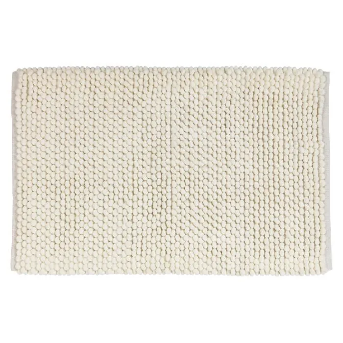 WENKO Tapis de bain Urdu, Tapis salle de bain anitdérapant, coton mélangé, 60x90 cm, Ecru-0