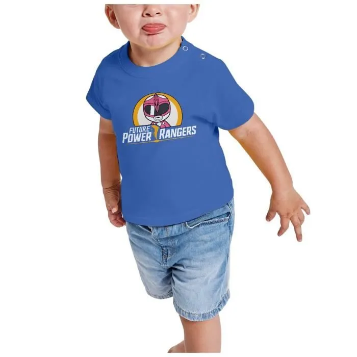 T-shirt Bébé Manche Courte Bleu Future Power Rangers Rose Héros Film-1