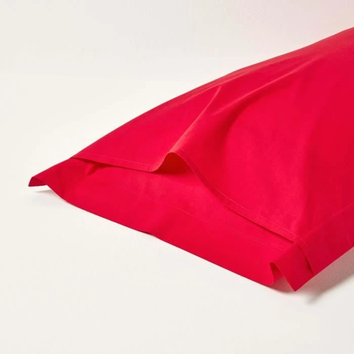 Taie d'oreiller rectangulaire coton égyptien 200 fils coloris rouge 50 x 75 cm-2