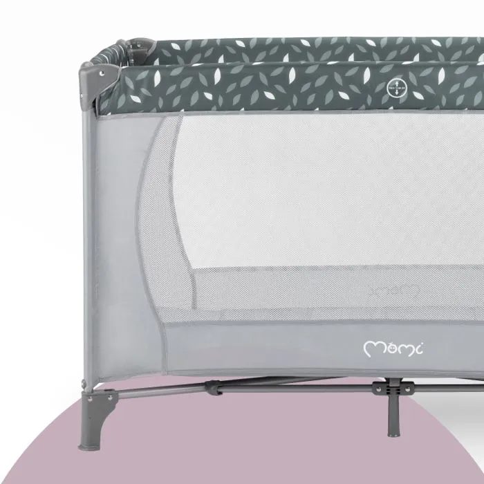 Lit parapluie bébé MoMi Belove - Dimensions 125x65x78 cm - Sommier inclu - Gris-1