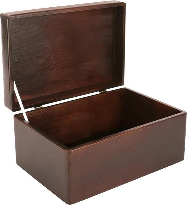 Boîte de Rangement en Bois Marron - 30 x 20 x 14 cm - avec Couvercle - Boîte Caisse Malle Coff-0