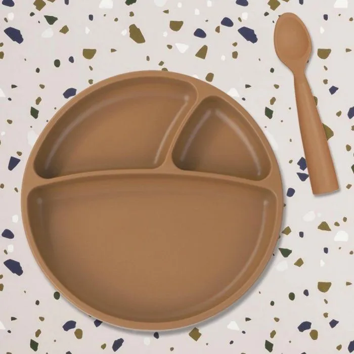 Couverts pour bébé en silicone - SEVIRA KIDS - Caramel - Dès la naissance - Motricité fine - Autonomie-2