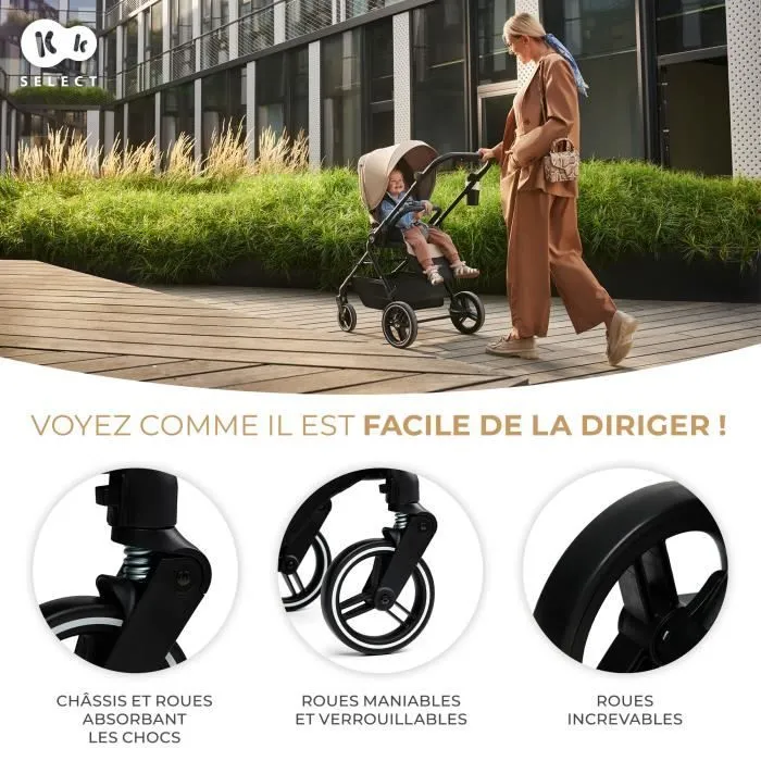 Poussette multifonctionnelle 2 en 1 - KINDERKRAFT YOXI - Légère et maniable - imperméable avec filtre UPF50+ - jusqu'à 4 ans - Noir-3