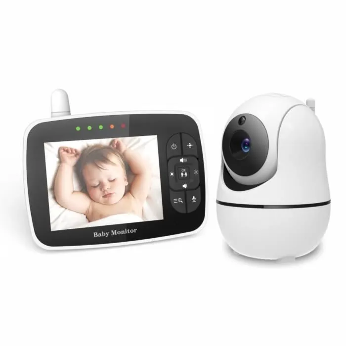 BabyPhone 3.5" LCD - Rotation 360°-2.4 GHz - Caméra zoom 1080p - Surveillance de Température - Berceuse -Vision Nocturne-0