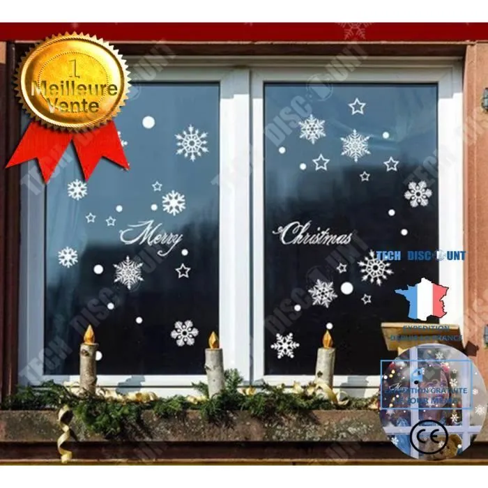 Stickers flocon de neige - TD® - 67cm x 80cm - Décoration intérieure/extérieur - Noël - Fêtes d'hiver-0