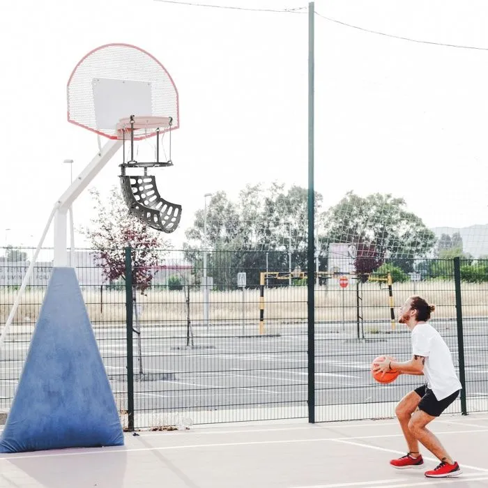 Retour de ballon de basket-ball - SPORTNOW - rotation à 360° - hauteur réglable - avec crochets détachables - noir-2