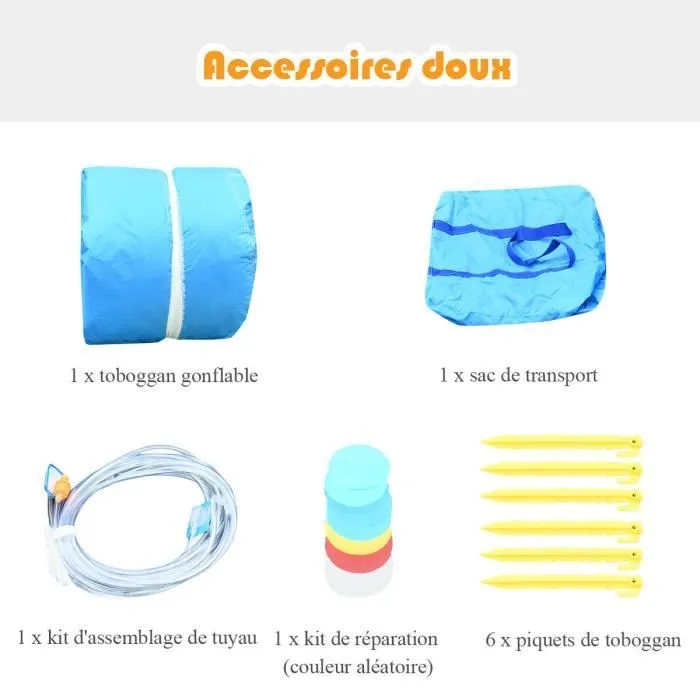COSTWAY Château Gonflable pour 4 Enfants avec Toboggan Aquatique Pistolet de l'Eau en Polyester Charge 120KG Souffleur Non inclus-2