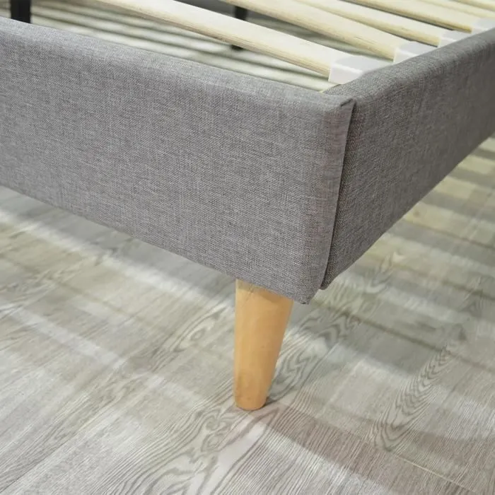 Lit Marquis 160x200 by Sampur | Gris Foncé | Tissu | Design Scandinave | Sommier à Lattes Inclus | Moderne, Confortable & Robuste-2