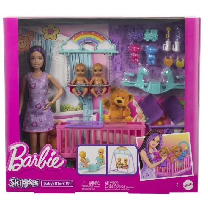 Barbie-La Chambre des Jumeaux-Coffret Skipper, bébés et accessoires HXM99-5