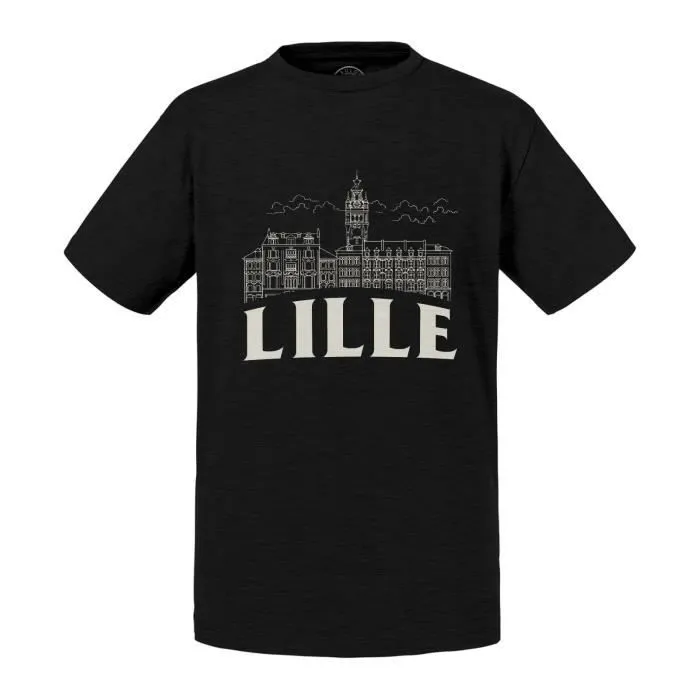T-shirt Enfant Noir Lille Minimalist Ville France Nord Histoire-0