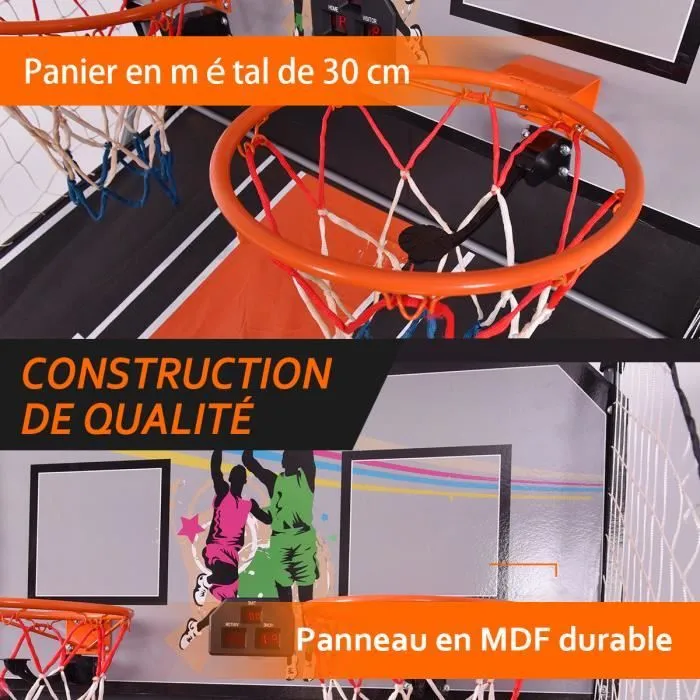 COSTWAY Jeu de Basketball Arcade Double Shootout Double Panier Compteur Electronique avec 4 Ballons,1 Pompe Panier de Basket Pliable-3
