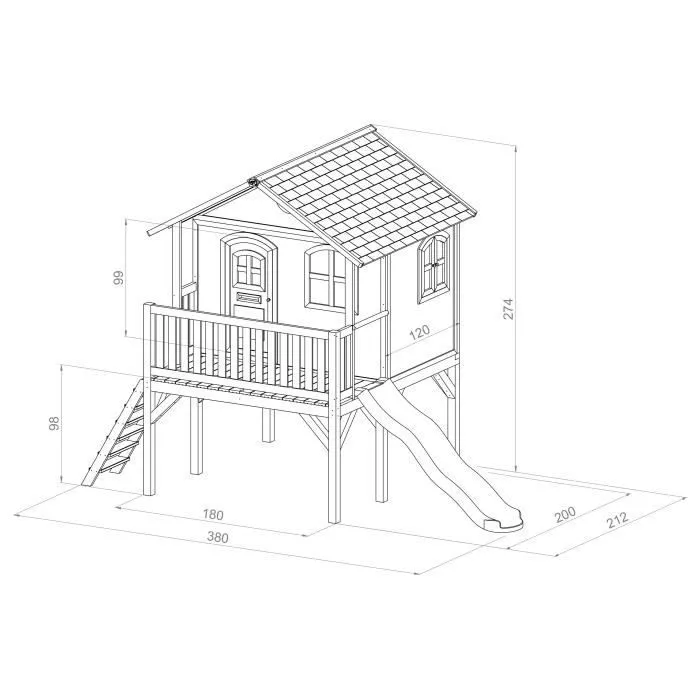 Maison Enfant avec Toboggan vert clair - AXI - Sophie - Extérieur - Bruin - Vert-1