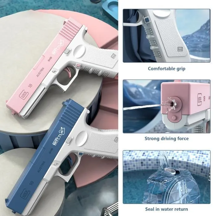Pistolet À Eau Électrique Pistolet À Eau Automatique pour Enfants Pistolets À Eau Puissants Longue Distance Jusqu'à 8M-bleu-3