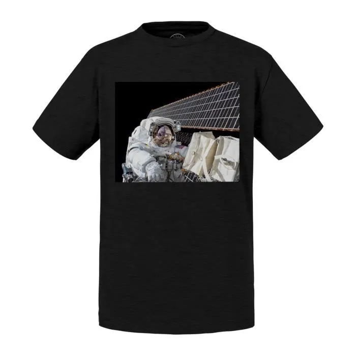 T-shirt Enfant Noir Nasa Sortie Dans L Espace Station Spatiale Internationale Astronaute-0