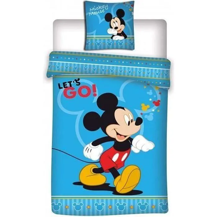 Housse de Couette - Disney - Mickey - 140x200 cm - 1 Taie d'Oreiller - Bleu-0