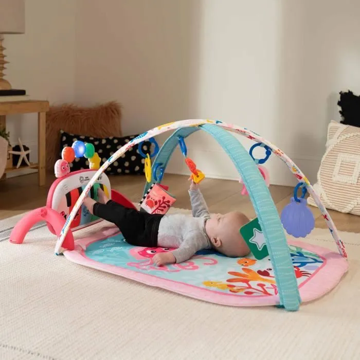 BABY EINSTEIN Tapis de sol éveil bébé fille évolutif 4-en-1 -Kickin’ Tunes- jouet piano, arche jouets sensoriels, multilingue-1