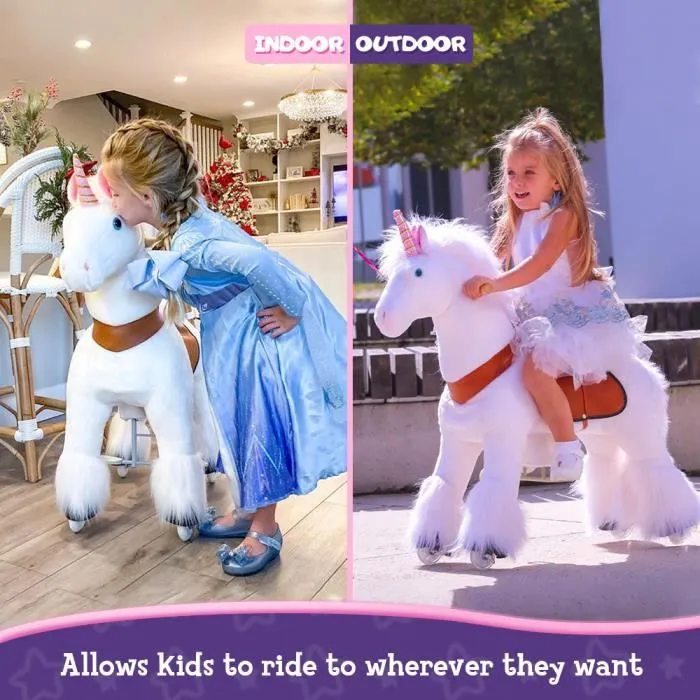 PonyCycle® - Licorne Trottinette à Pédale avec 4 roues pour enfants 4~9 ans - blanc-0