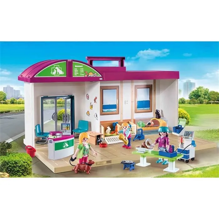 PLAYMOBIL - City Life - Clinique vétérinaire transportable - 3 personnages - 2 chiens-1