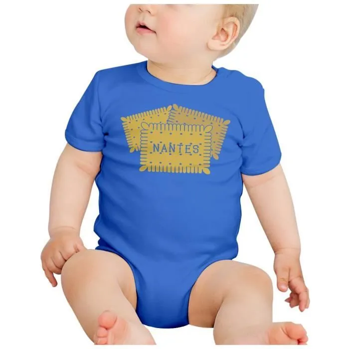 Body Bébé Manche Courte Bleu Nantes Biscuit France Ville Sucrerie-1
