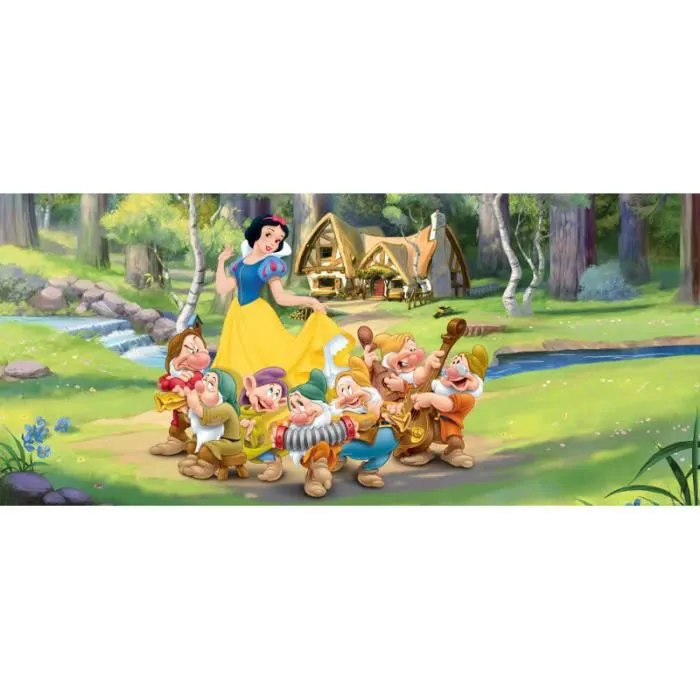 Poster Blanche Neige et les 7 nains Disney - Jaune - Chambre - Carton - Papier - Rectangulaire-0