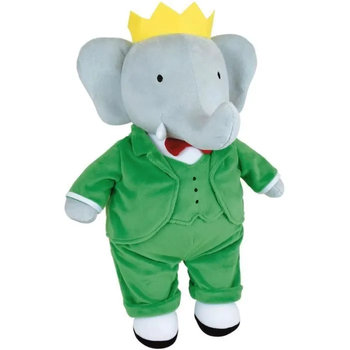 Peluche - JEMINI - Peluche Éléphant Babar +/- 40 cm - En peluche douce - Idéale pour créer des histoires et décorer la chambre !-0