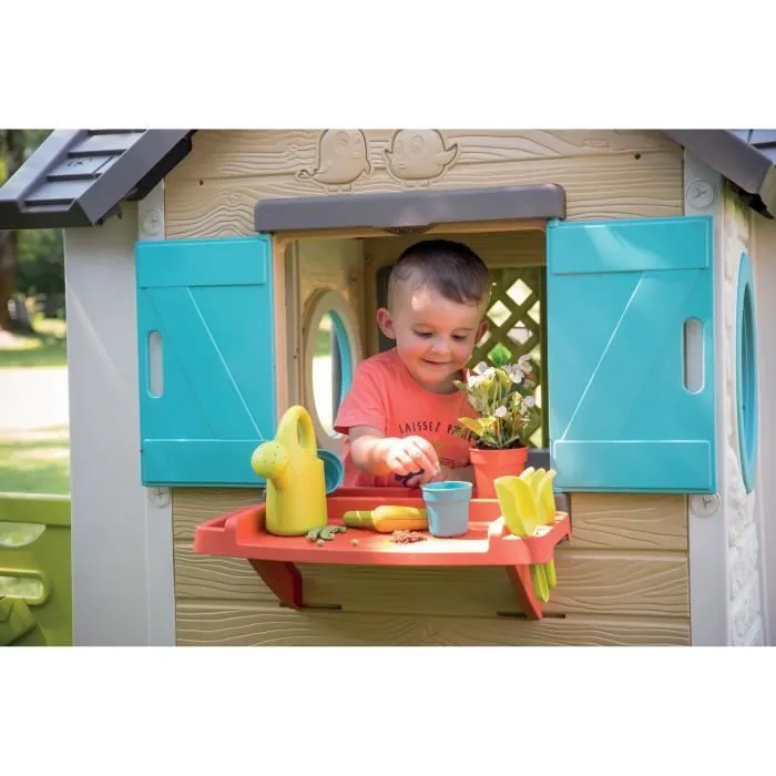 Smoby - Maison de jardin Garden House - 21 accessoires de jardinage - Récupérateur d'eau - Fabriqué en France-2