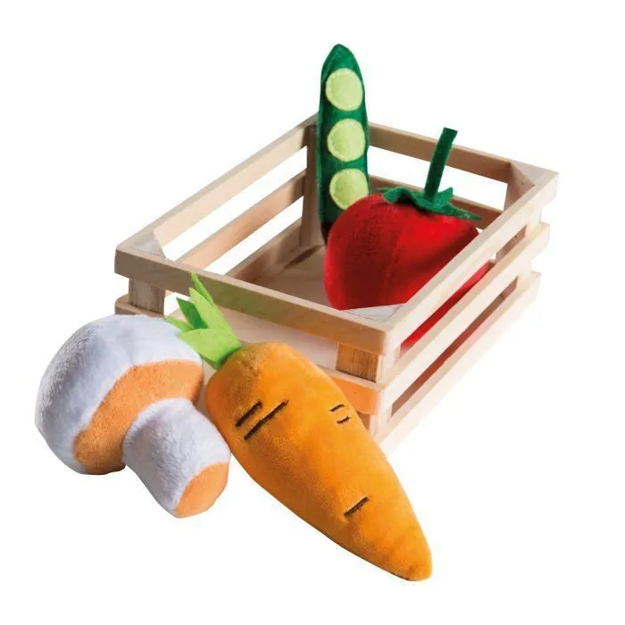 ROBA Jouets Fruits et Légumes pour Marchande et Cuisine Enfant + 4 Paniers en Bois-4