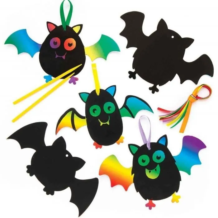 Baker Ross Lot de 10 Décorations en Forme de Chauve-Souris pour Enfants , Coloris Assortis - AR627-0