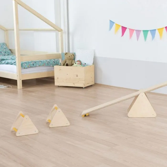 Jeu d'équilibre et motricité Montessori bois naturel et jaune-0