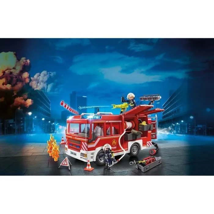 PLAYMOBIL 9464 Fourgon d'intervention des pompiers jaune avec canon à eau fonctionnel - City Action-1
