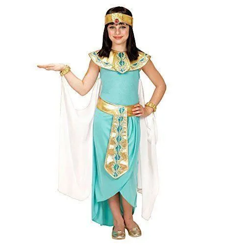 Widmann 49437 - JEUX/JOUETS - DEGUISEMENT -Enfants Costume Reine égyptienne, robe, ceinture, bracelets, bandeau et cape, turquoise