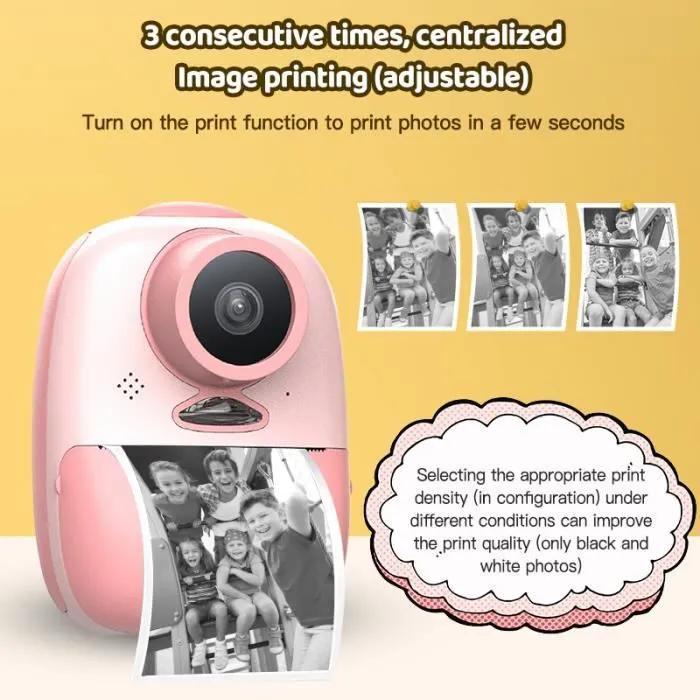 Appareil photo enfant D10 Polaroid appareil photo pour enfants Mini appareil photo numérique jouet cadeau pour enfants 1080P rose-2