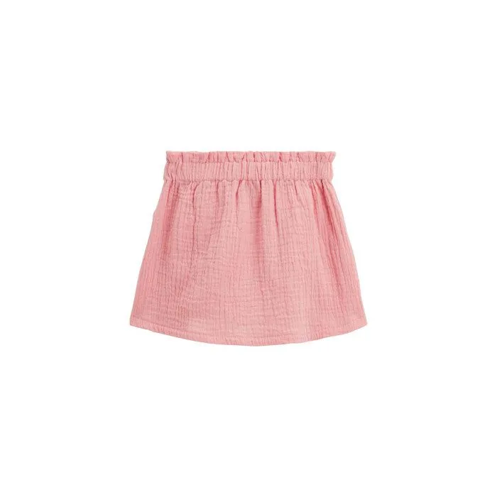 Jupe enfant - Caraïbes - Rose - Gaze de coton - Taille élastiquée - Poches pratiques-1