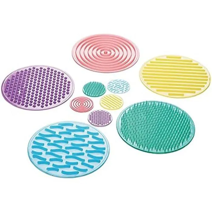Jeu éducatif - TICKIT - 54517 - Set de 10 disques sensoriels texturés - Silicone - 3 ans et plus-0