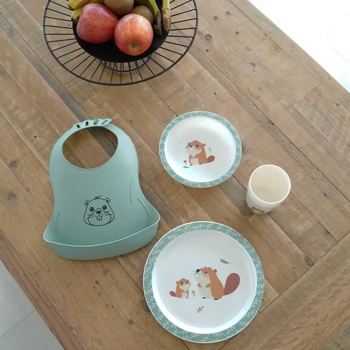 Mon premier coffret repas micro-ondes - THERMOBABY - Castor - Assiette, bol, gobelet-1