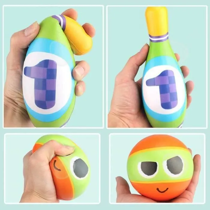 Boules de bowling jouets CONFOZEN® 10 bouteilles de 2 boules Conçu pour les enfants Sûr et respectueux de l'environnement-3