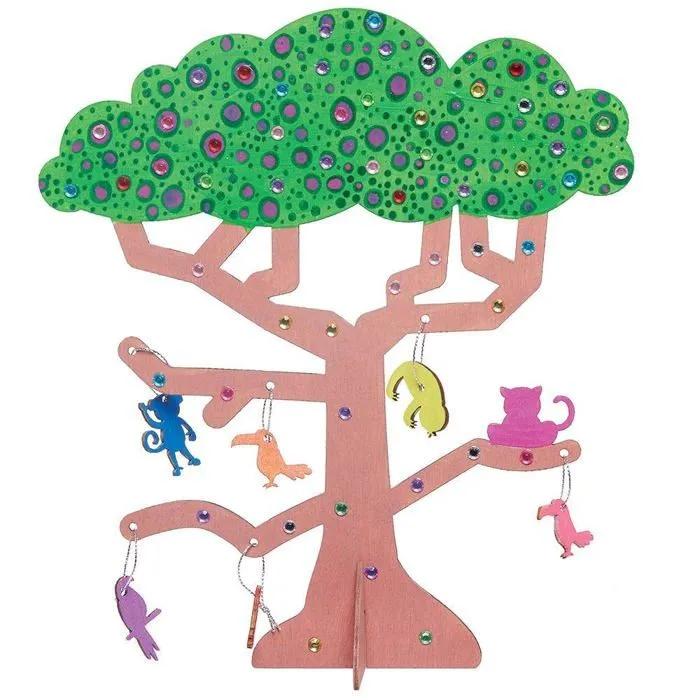 Baker ross - FC917 - Arbre en Bois motif Animaux de la Jungle - Lot de 2, Loisirs Creatifs pour les Enfants ()-3