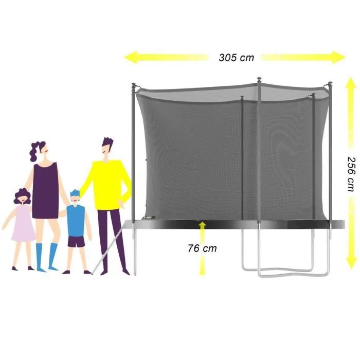 Trampoline de jardin ø 305 cm- 10FT- Filet intérieur Noir-1