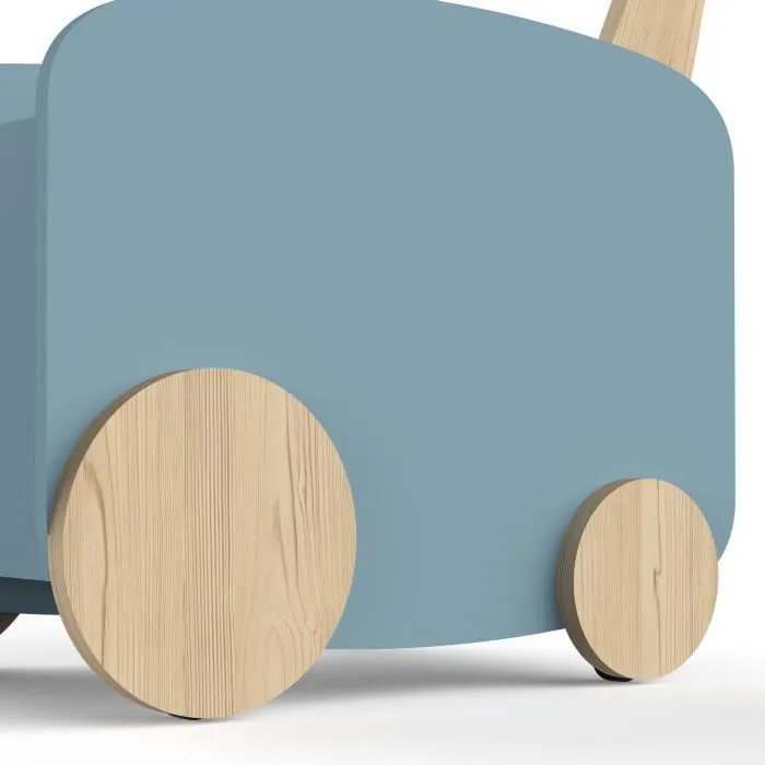 Chariot de rangement à roulettes - FIRMIANA - Style scandinave - Bleu orage et bois naturel - 49,8 x 35 x 52,5 cm - DEMEYERE-5