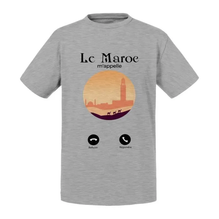 T-shirt Enfant Gris Le Maroc M'Appelle Paysages Voyage-0