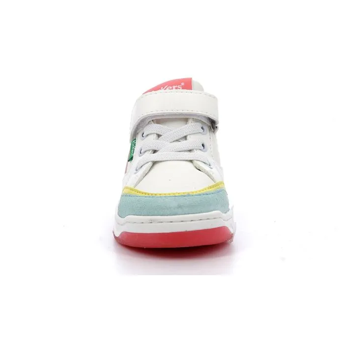 KICKERS Baskets basses Kouic Blanc bleu clair rose-4