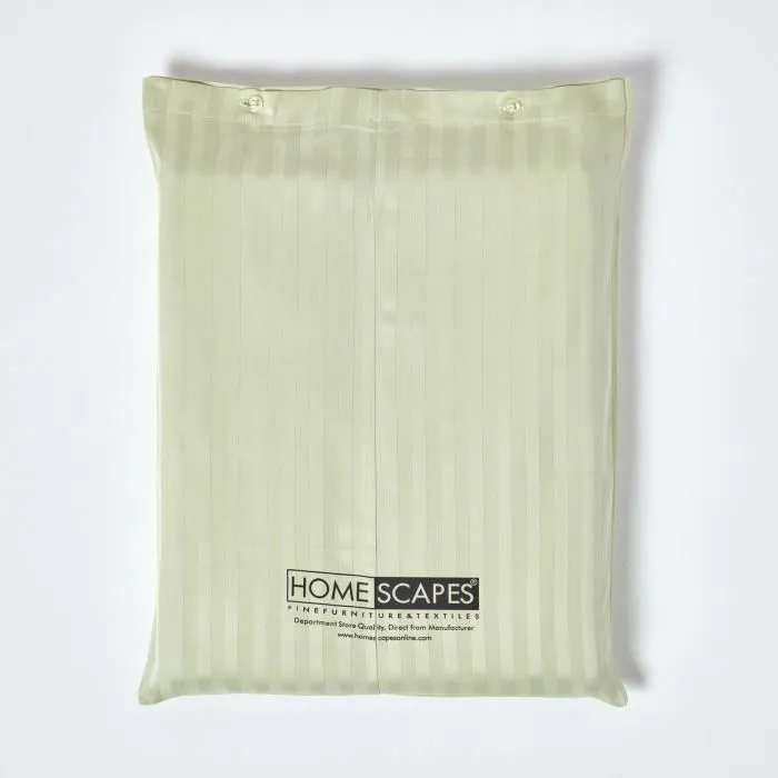 Parure de lit - Homescapes - Vert Sauge - 100% coton Egyptien 330 fils - Motif rayé et satiné-3