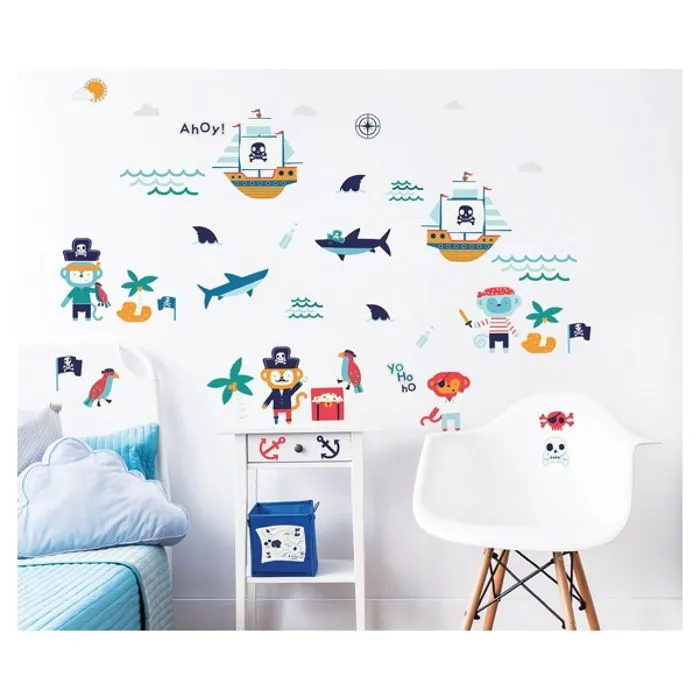 Stickers muraux Pirate en vinyle - WWALLT - W WALLTASTIC - Réutilisables - Multicouleur - Orange - Pirate-2
