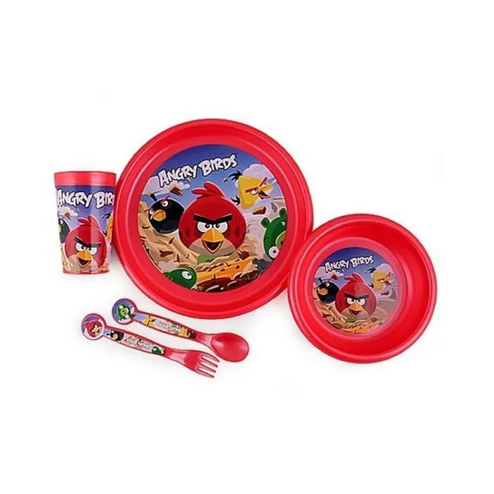 Ensemble repas Angry Birds - GUIZMAX - Set 5 pièces - Rouge - Enfant - Mixte-0