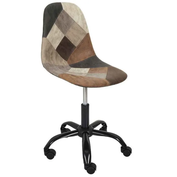 Chaise de Bureau "Patchwork" 78cm Marron & Noir-4