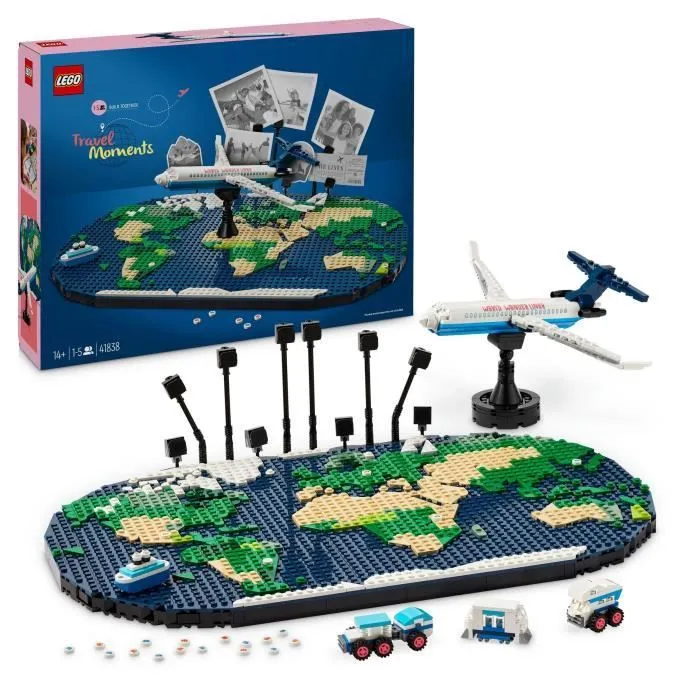 LEGO® Family 41838 Souvenirs de Voyages - Carte du Monde - Cadeau pour les Voyageurs-0