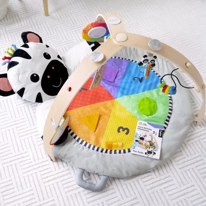 BABY EINSTEIN Tapis d'éveil Ocean Explorers - Zen le Zèbre, arche de jeu en bois et jouets multisensoriels-3